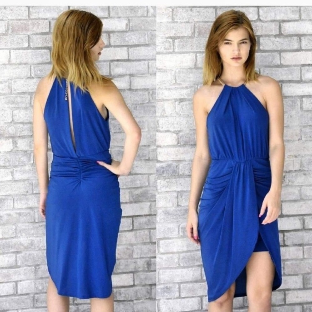 NWT Cobalt Blue Halter Dress with Halter Ring Neck